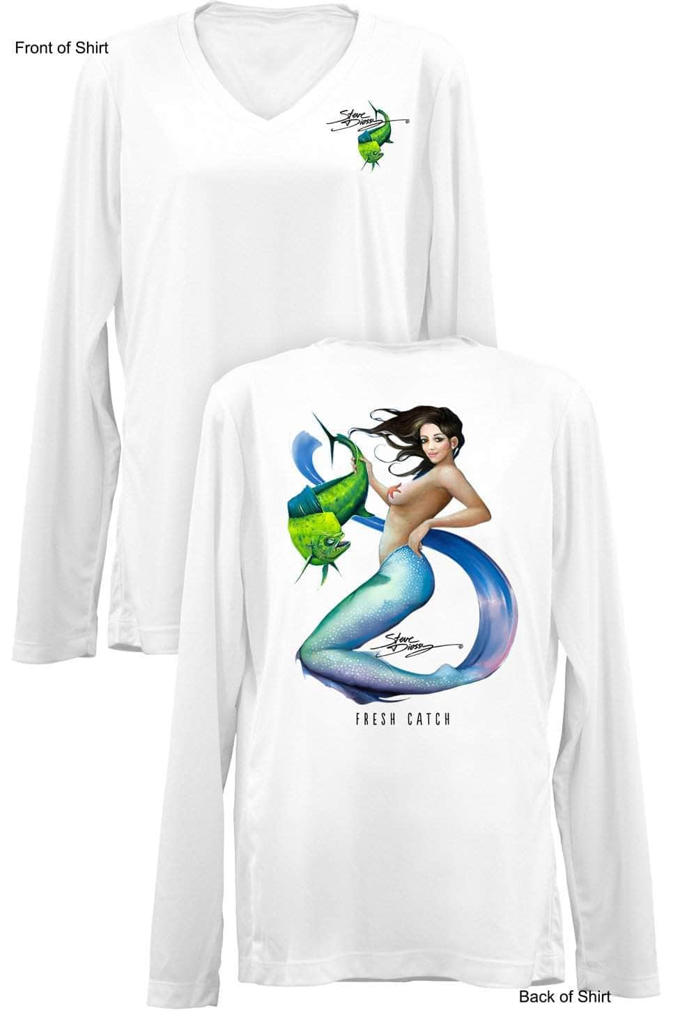 Fresh Catch- Ladies Long Sleeve V-Neck-100% Polyester